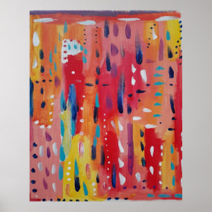 Poster Abstrato a negrito em laranja vermelho e amarelo