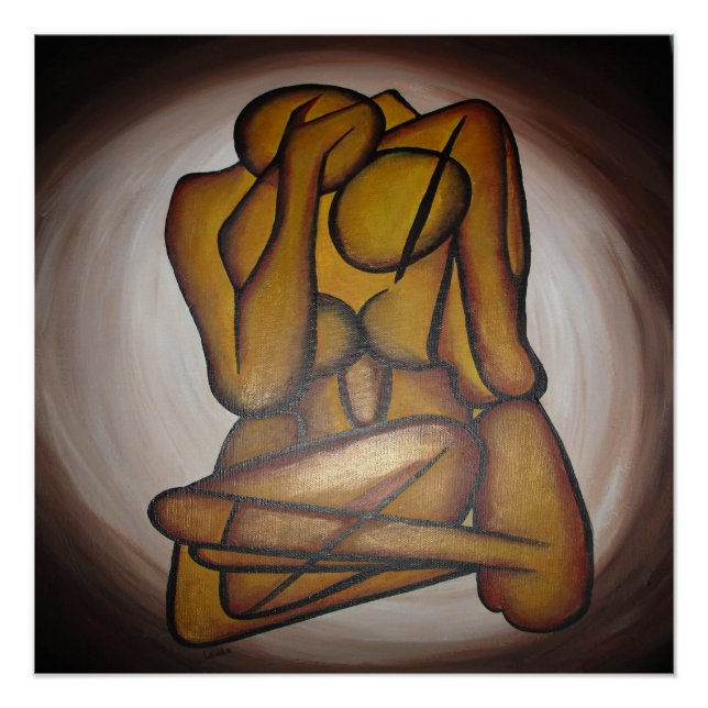 Póster Abstrato Amadurece Arte Contemporânea Em Ochre E N (Frente)