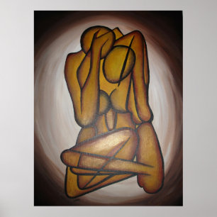 Póster Abstrato Amadurece Arte Contemporânea Em Ochre E N