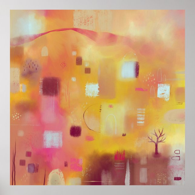 Poster Abstrato Amarelo Moderno (Frente)