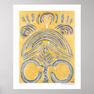 Poster Abstrato amarelo - os presentes da pintura do ouro