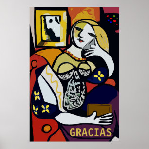 Poster Abstrato ao telefone, edite texto, Gracias