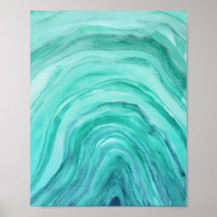 Poster Abstrato Aqua Green Agate II Watercolor Art