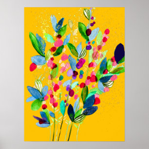 Poster Abstrato aqucolor floral