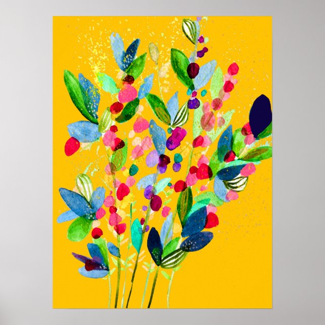 Poster Abstrato aqucolor floral (Frente)