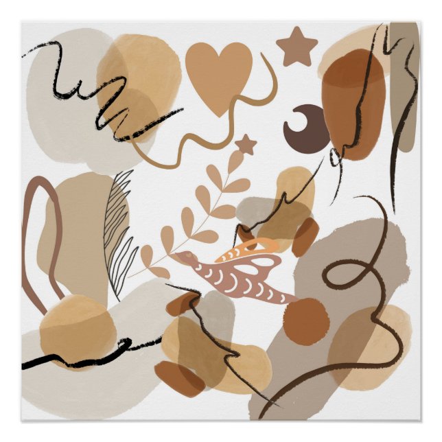 PÓSTER ABSTRATO ART BEIGE THEME POSTER (Frente)