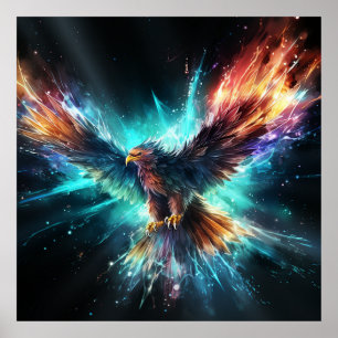 Poster Abstrato Art Colorida Phoenix Voando