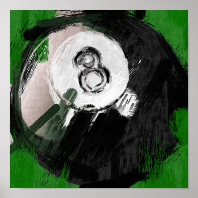 Póster Abstrato Art Número 8 Billiards Ball (Frente)