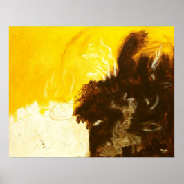 Póster Abstrato Art Painting Drivers Splatters Yellow Bro