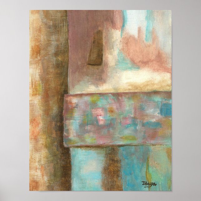 Poster Abstrato Art Pastel Painting Fantasy Castle Window (Frente)