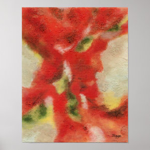 Póster Abstrato Art Pintura Textura Amarela Vermelha Lara