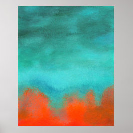 Póster Abstrato Art Sky Fire Lava Red Orange Turquoise