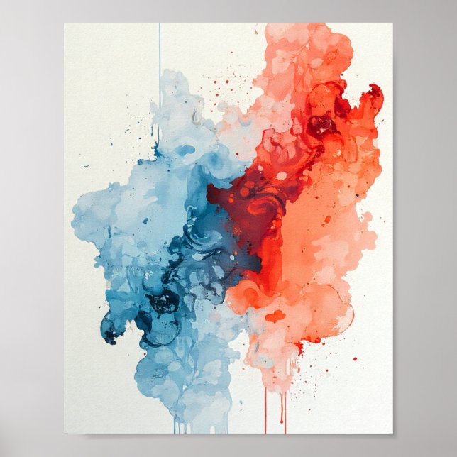 Poster Abstrato Art - Watercolor Bruske Stroke Design 2 (Frente)