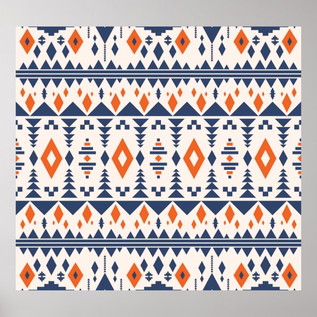 Poster Abstrato Aztec geométrico, padrão perfeito. (Frente)