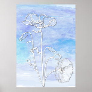 Póster Abstrato Azul Aquarela e papas