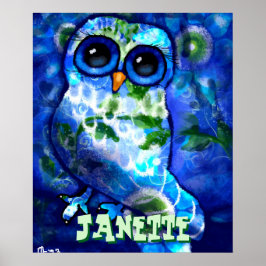 Poster Abstrato azul branco personalizado verde