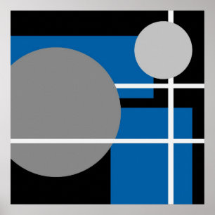 Póster Abstrato azul Cinza preto AP0001