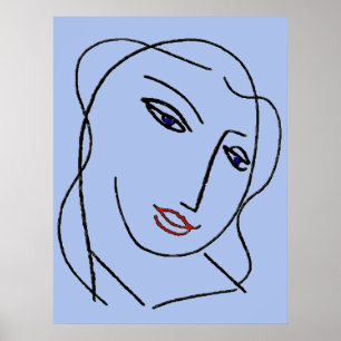 Póster Abstrato azul das caras