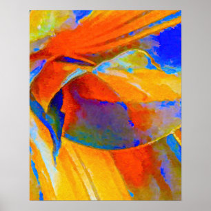 Poster Abstrato azul e laranja