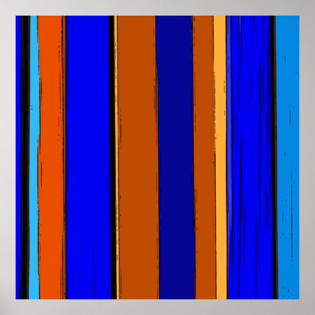 Poster Abstrato Azul E Laranja 930 - Grelhas Verticais (Frente)