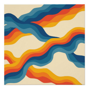 Póster Abstrato Azul Laranja Trilha Sonora Retroativa Mod