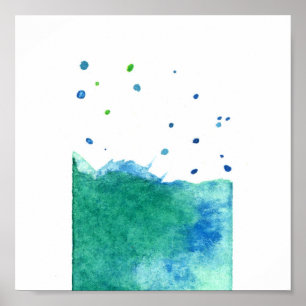 PÓSTER ABSTRATO AZUL TURQUOISMO VERDE SPLATAFORMA DE ÁGUA