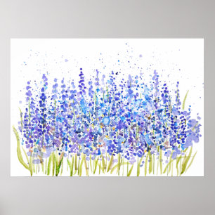 Poster abstrato azul-uva hyacinth aquarela 2023