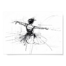 Abstrato Ballerina Dancer Sketch - Premium