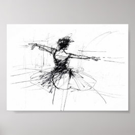 Poster Abstrato Ballerina Dancer Sketch - Premium
