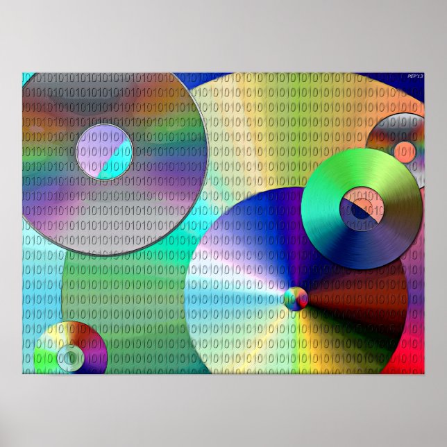 Póster Abstrato Binary Disks (Frente)