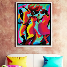 Abstrato Black Folks Dancing Wall Art
