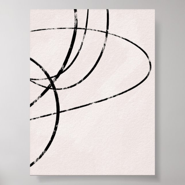 Poster Abstrato Black Line Art on Beige (Frente)