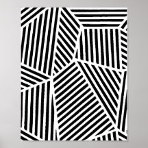 Abstrato Black White Line Art