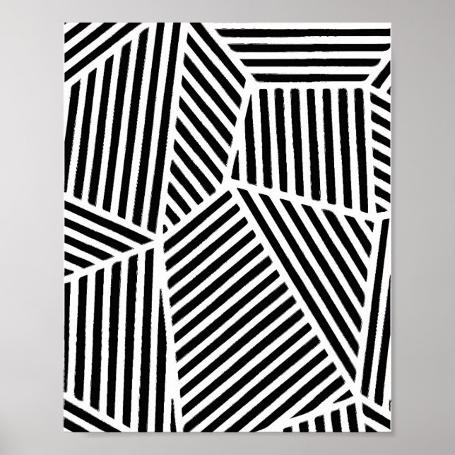Poster Abstrato Black White Line Art (Frente)