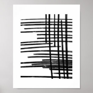 Poster Abstrato Black & White Lines Art - Arranhões 2