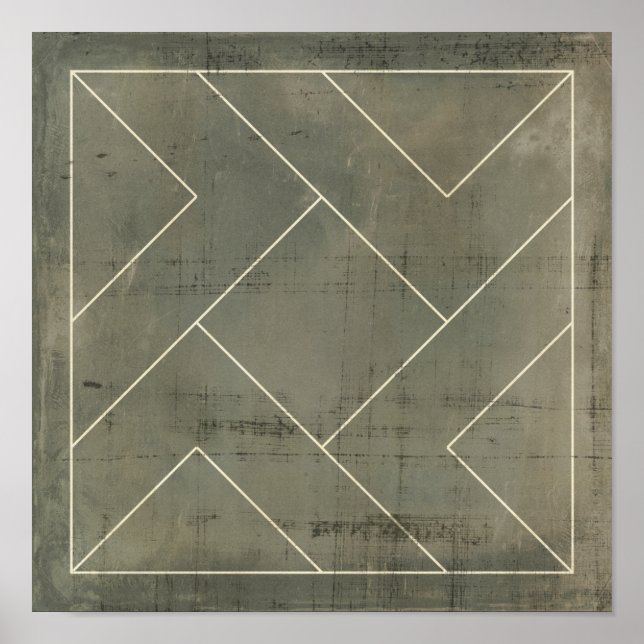 Póster Abstrato Blueprint com Formas Geométricas (Frente)