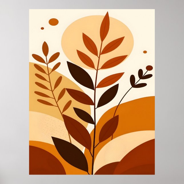 Poster Abstrato Boho e Arte de Clipe Moderna Imprimíveis (Frente)