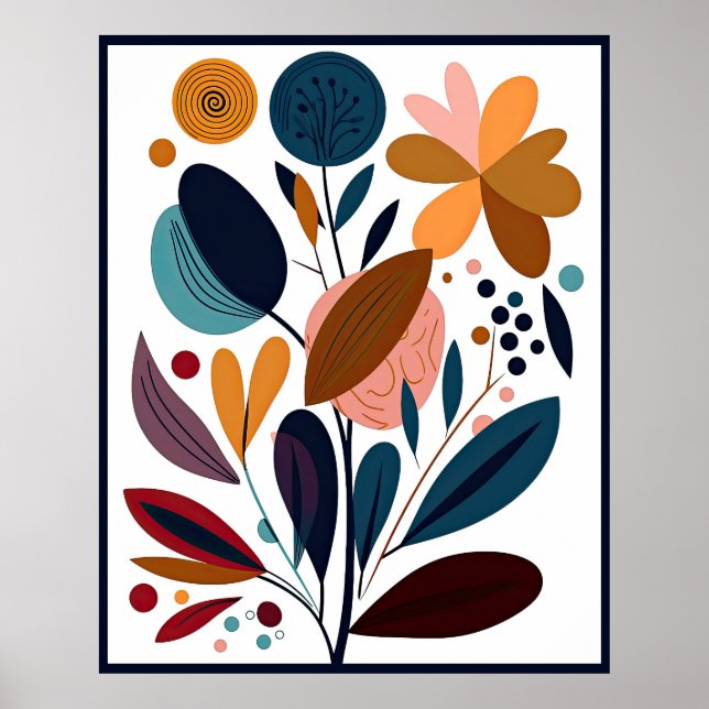 Poster Abstrato boho Floral minimalista (Frente)