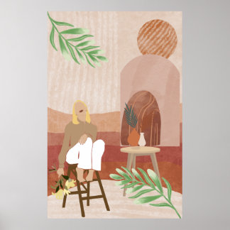 Poster Abstrato Boho Mulher em Sonhos