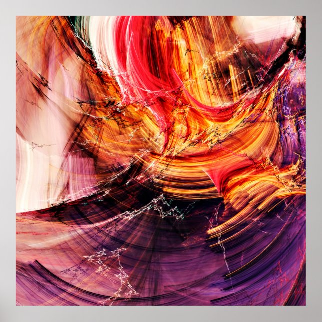 Poster Abstrato bonito, roxo, vermelho e amarelo, c (Frente)