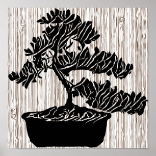 Poster Abstrato Bonsai Tree Silhouette Arte Original