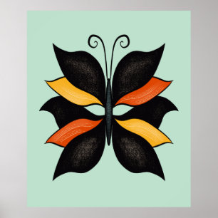 Poster Abstrato Borboleta Estranha Belo Inseto
