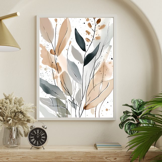 Poster Abstrato Botânica Splatter Art não emoldurada (Add a touch of sophistication to any room with this pretty abstract botanical splatter art print. 
)