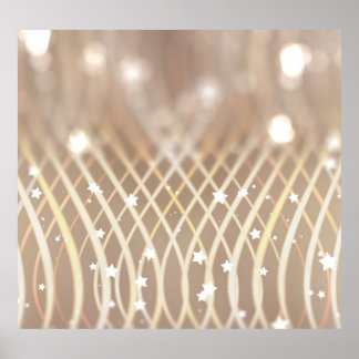 Poster Abstrato Brown, Waves Stars Background.