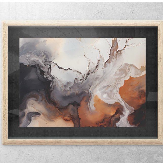 Poster Abstrato Browns Fluid marble art (Criador carregado)