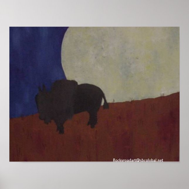 Poster Abstrato Buffalo à Noite (Frente)