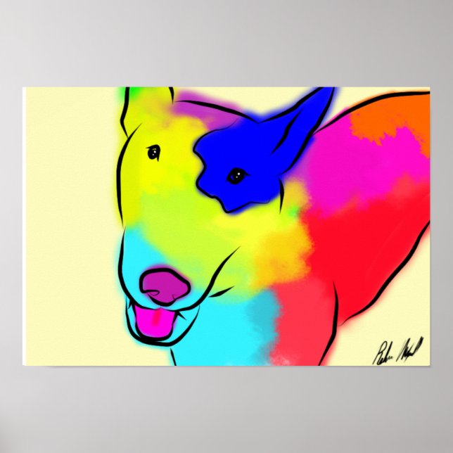 Poster Abstrato Bull Terrier (Frente)