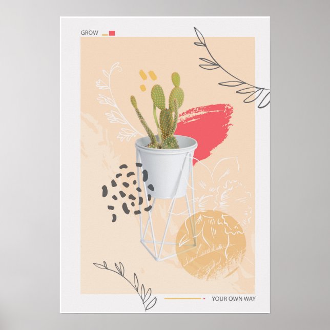 Poster Abstrato Cactus (Frente)