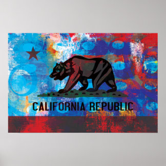 Póster Abstrato California Flag