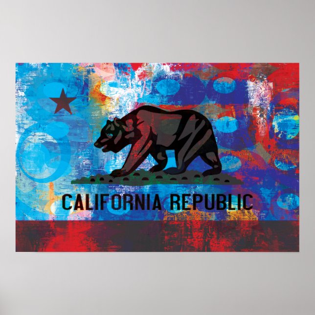 Póster Abstrato California Flag (Frente)
